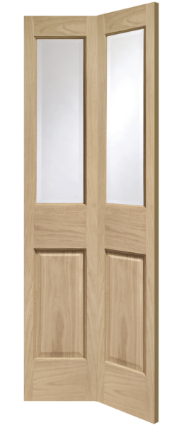 Malton Bi-Fold Internal Oak Door with Clear Bevelled Glass