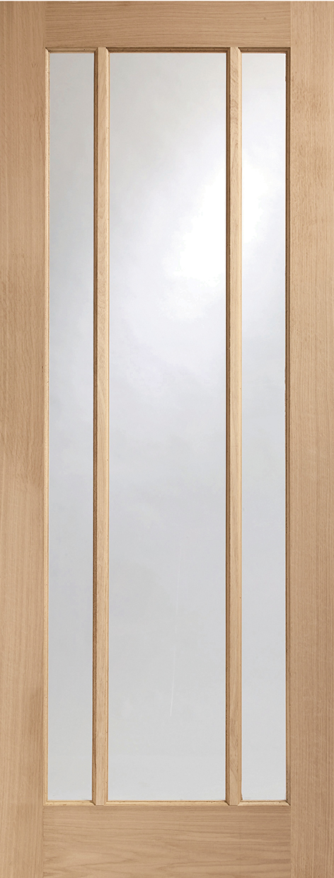 Worcester Internal Oak Door with Clear Glass – Unfinished, 1981 x 711 x 35 mm