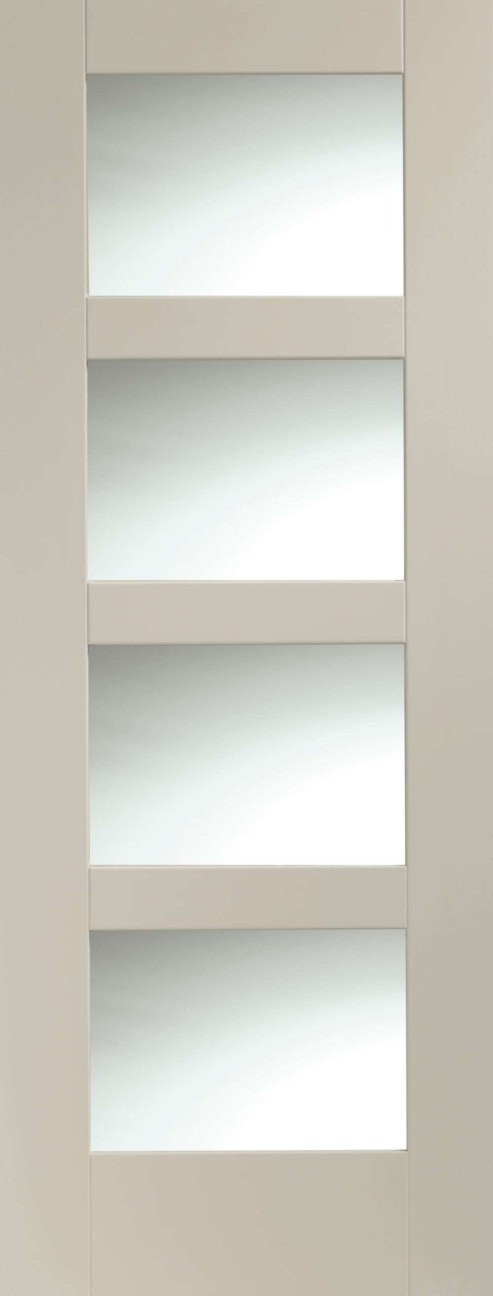 Shaker 4 Light Internal White Primed Door with Clear Glass – Isabella, 1981 x 306 x 35 mm