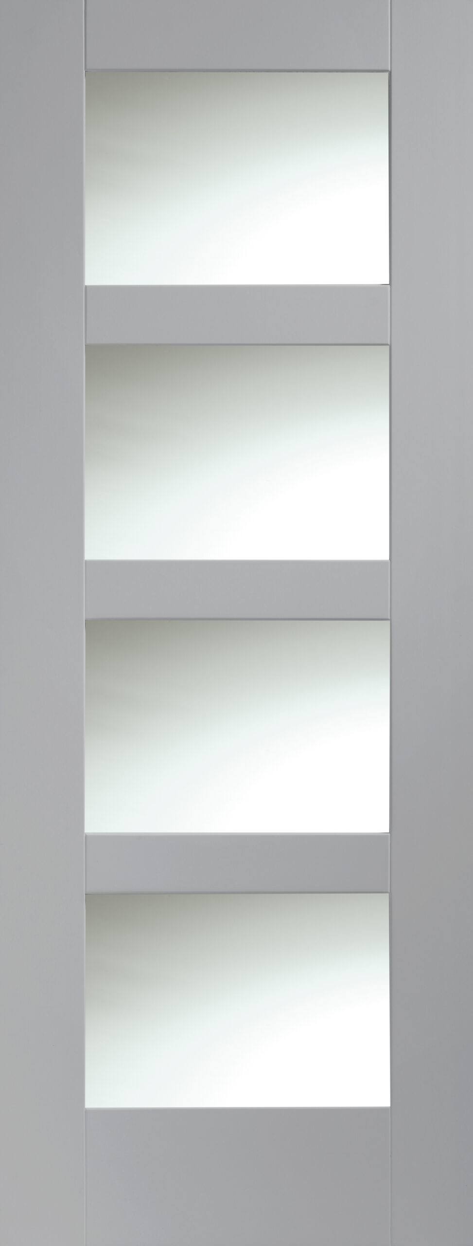 Shaker 4 Light Internal White Primed Fire Door with Clear Glass – 1981 x 686 x 44 mm, Storm