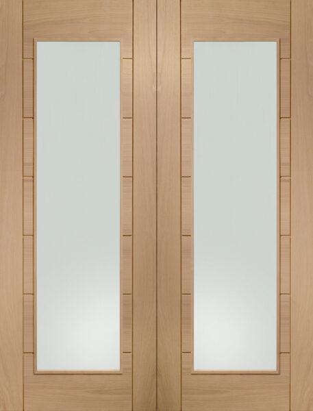 Palermo Internal Oak Rebated Door Pair with Clear Glass