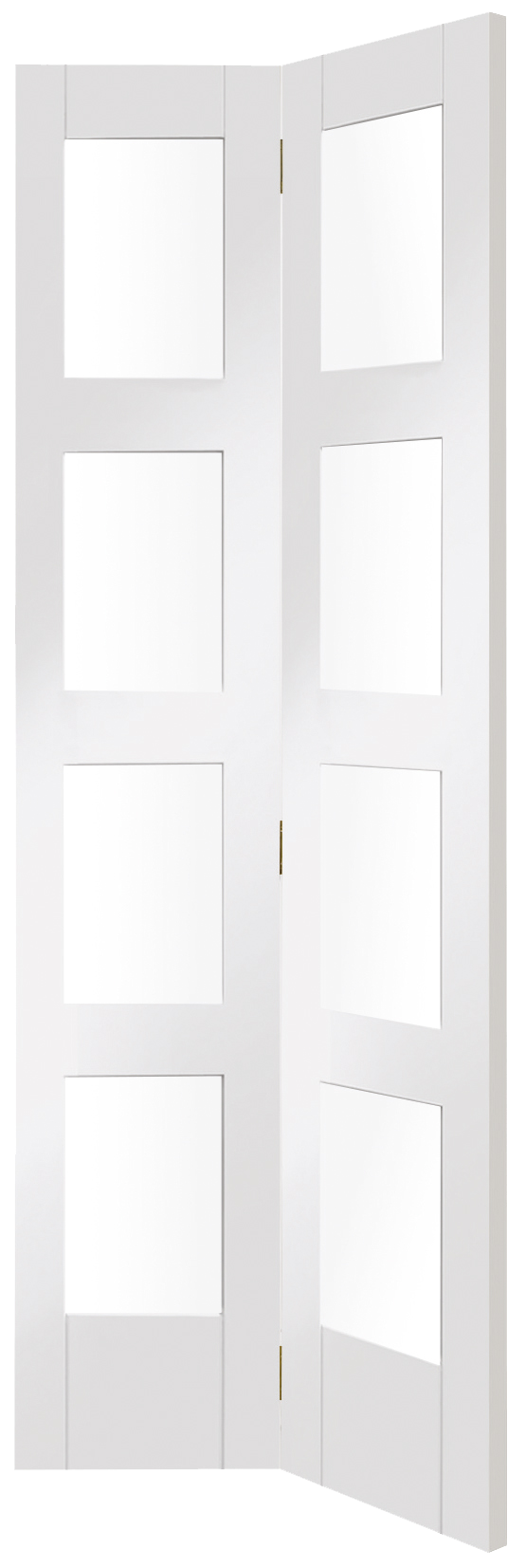 Shaker Bi-Fold Internal White Primed Door with Clear Glass – White Primed, 1981 x 762 x 35 mm