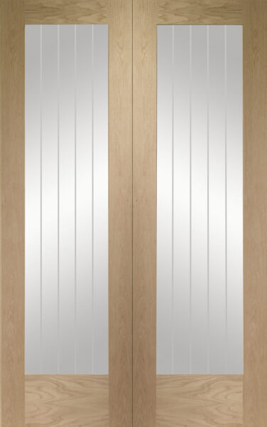 Internal Oak Suffolk Pattern 10 Pair with Clear Etched Glass
