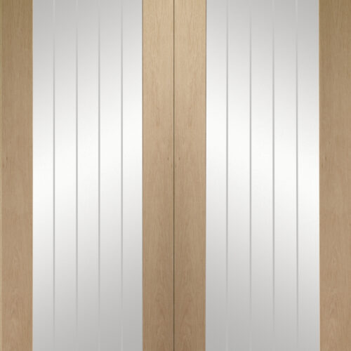 Internal Oak Suffolk Pattern 10 Pair with Clear Etched Glass