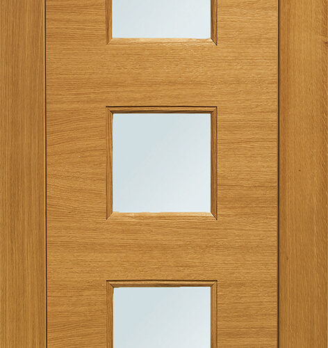 Pre-Finished Ext Oak Double Glazed Turin Door with Obscure Glass