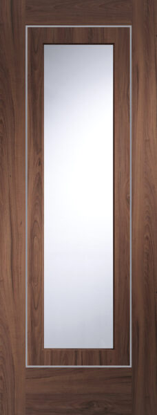 Internal Walnut Pre-Finished Varese Door with Clear Glass