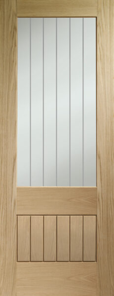 Suffolk Essential 2XG Pre-Finished Internal Oak Door with Clear Etched Glass