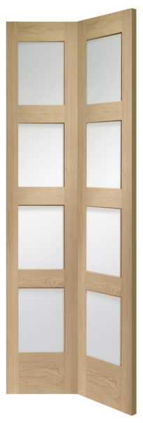 Internal Oak Shaker 4 Panel Bi-Fold Door with Clear Glass