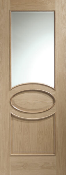 Internal Oak Calabria with Clear Bevelled Glass and Raised Mouldings