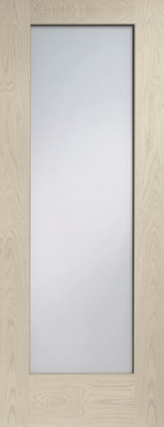 Internal Oak Pattern 10 with Clear Glass Fire Door Stained in Blanco