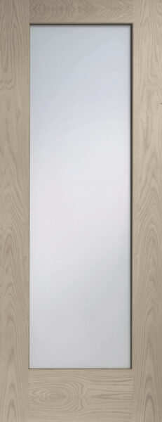 Internal Oak Pattern 10 with Clear Glass Fire Door Stained in Crema