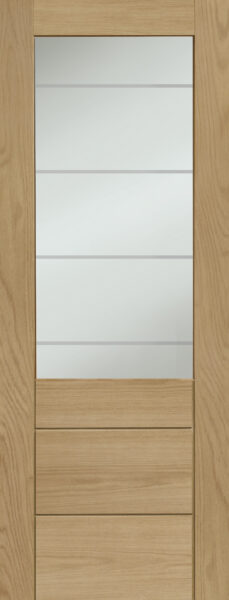 Pre-finished Palermo 2XG Internal Oak Door with Clear Etched Glass