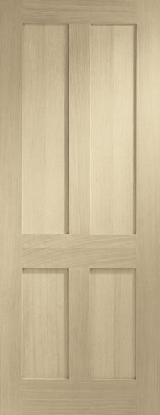 Victorian Shaker 4 Panel Internal Oak Fire Door Stained in Latte