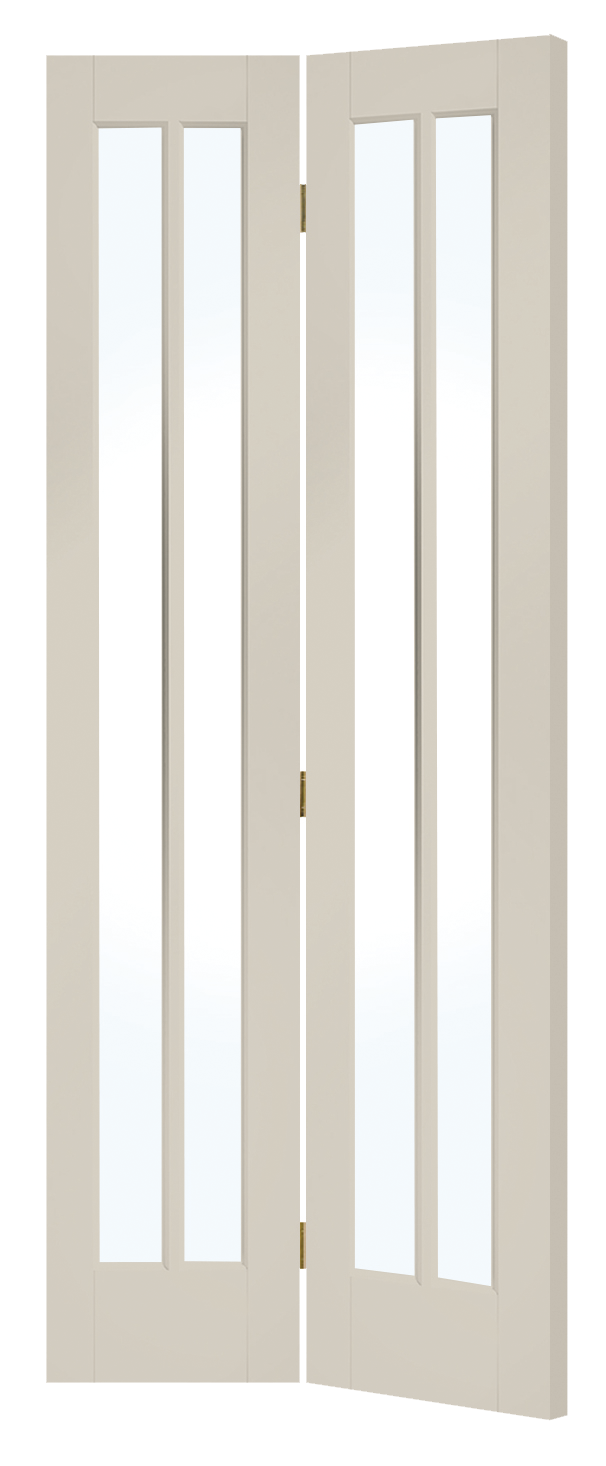 White Primed Worcester Internal Bi-Fold with Clear Glass – Isabella, 1981 x 762 x 35 mm