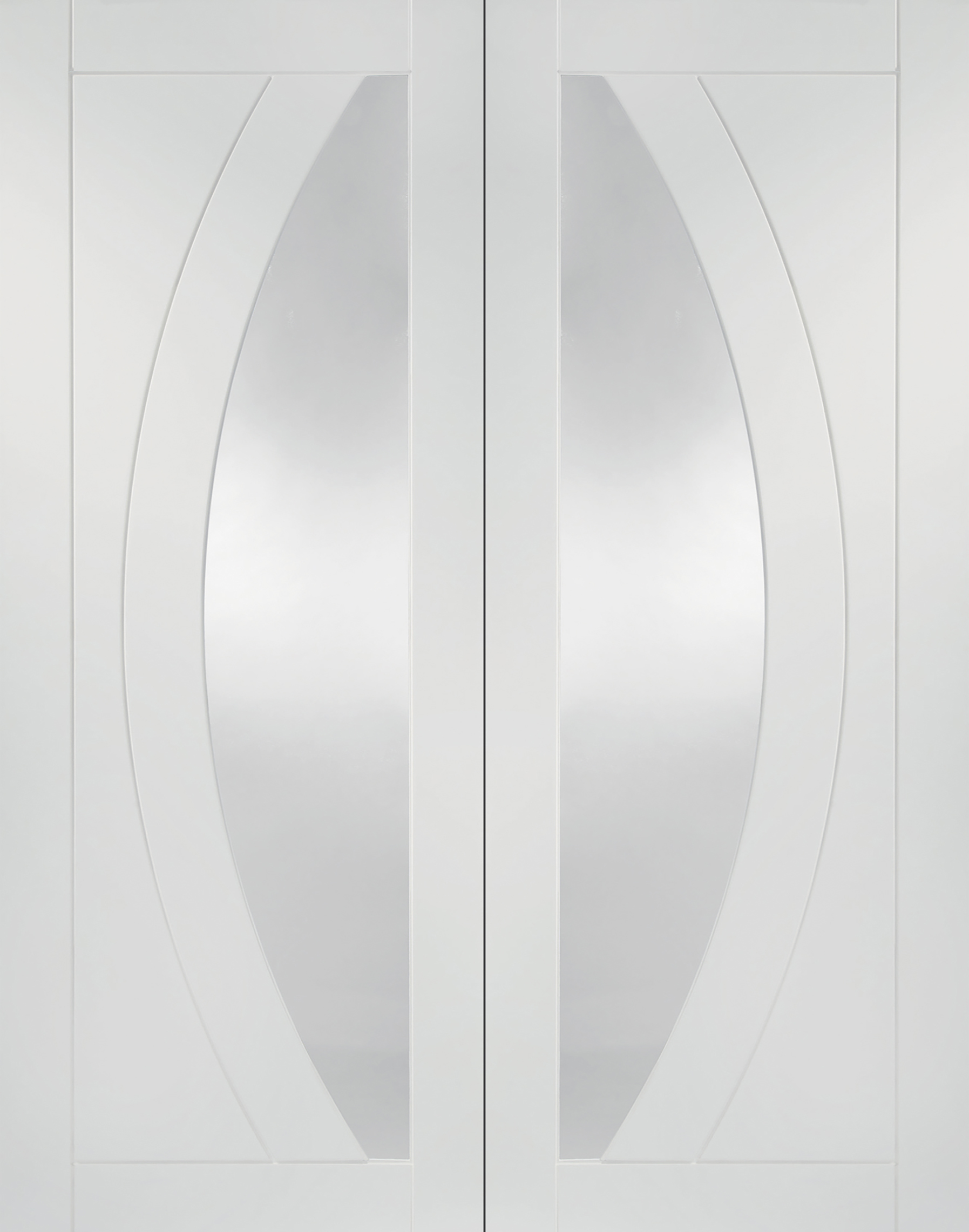 Internal White Primed Salerno Door Pair with Clear Glass – Glacier, 1981 x 1524 x 40 mm