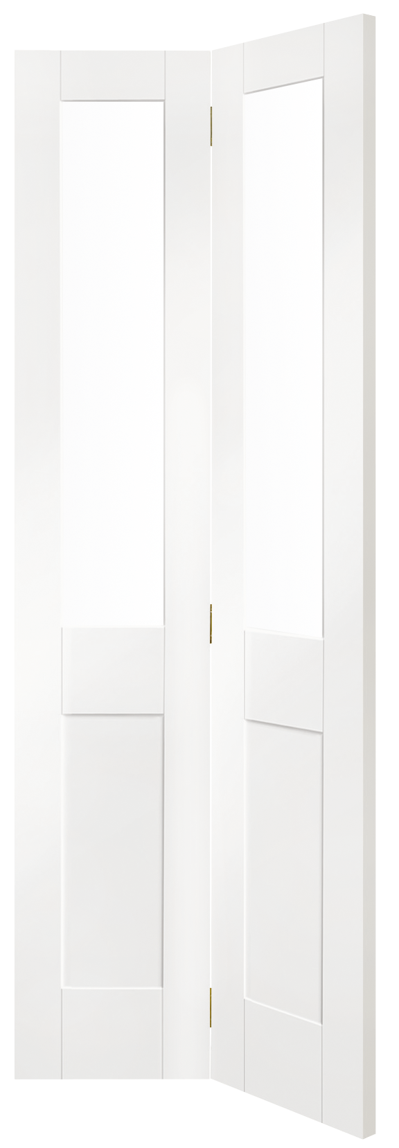 Internal White Primed Malton Shaker Bi-Fold with Clear Glass – Glacier, 1981 x 762 x 35 mm