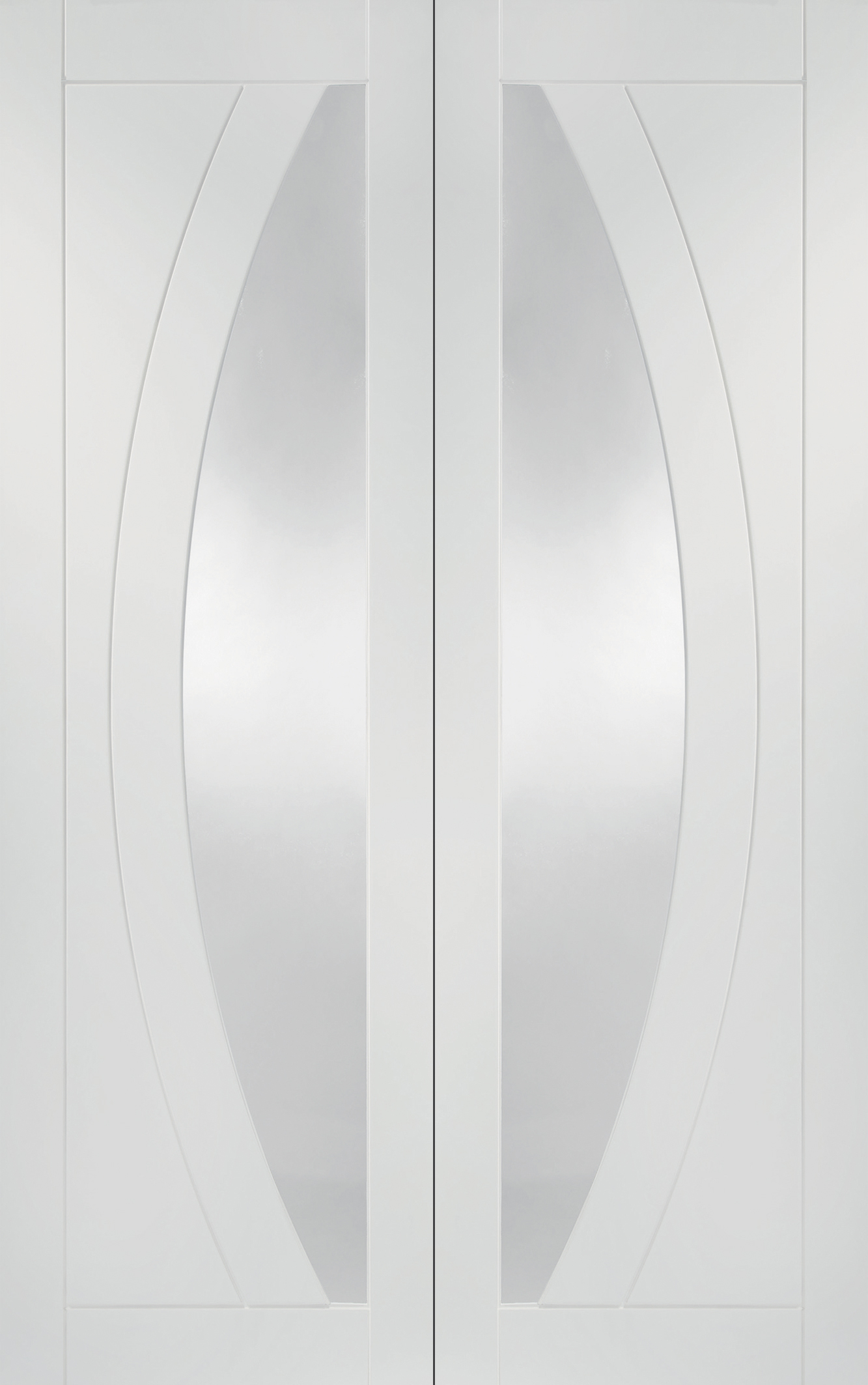 Internal White Primed Salerno Door Pair with Clear Glass – White Primed, 1981 x 1168 x 40 mm