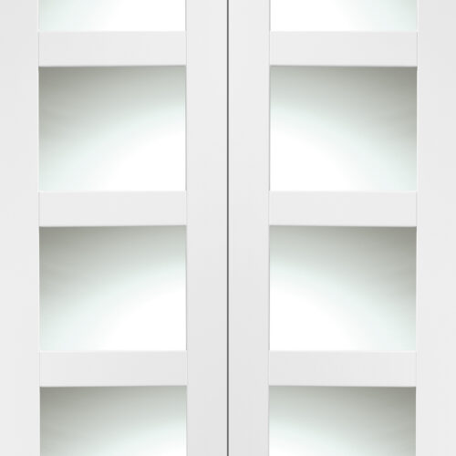 Internal White Primed Shaker Door Pair with Clear Glass