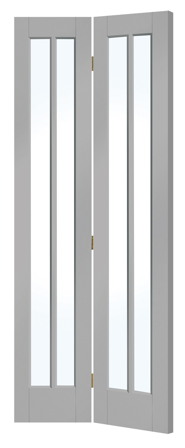 White Primed Worcester Internal Bi-Fold with Clear Glass – Storm, 1981 x 762 x 35 mm