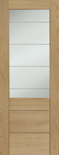 Palermo Essential 2XG Internal Oak Door with Clear Etched Glass