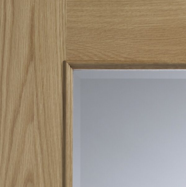 Internal Oak Andria with Clear Bevelled Glass and Raised Mouldings - Image 4