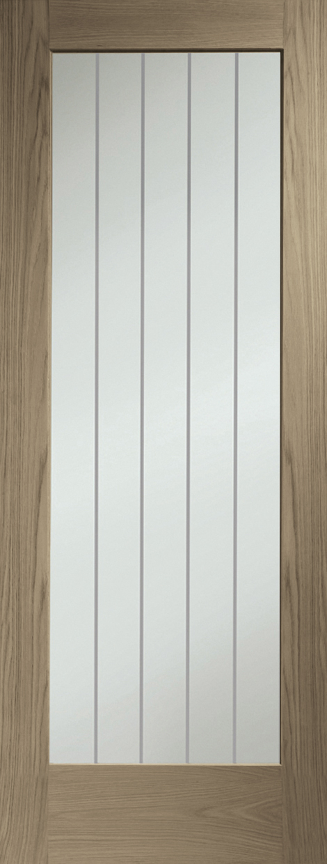 Suffolk Essential Pattern 10 Internal Oak Door with Clear Etched Glass – Cappuccino, 2040 x 826 x 40 mm