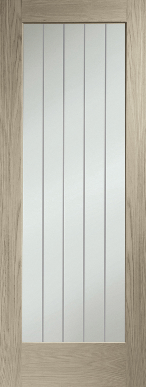 Suffolk Essential Pattern 10 Internal Oak Door with Clear Etched Glass – Crema, 2040 x 726 x 40 mm