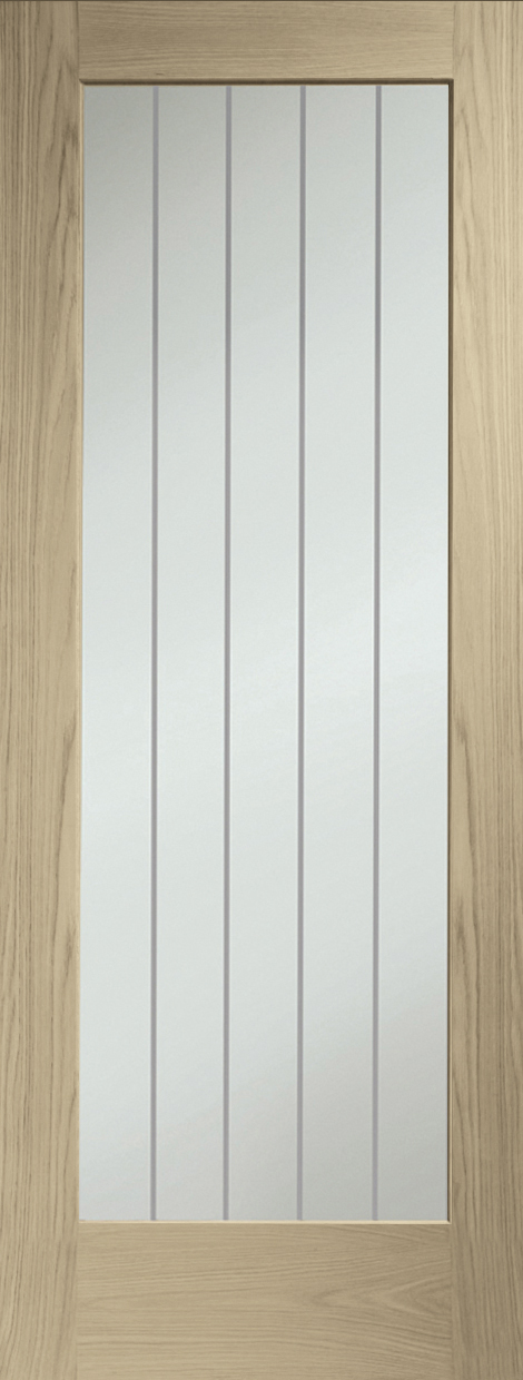 Suffolk Essential Pattern 10 Internal Oak Door with Clear Etched Glass – Latte, 2040 x 726 x 40 mm