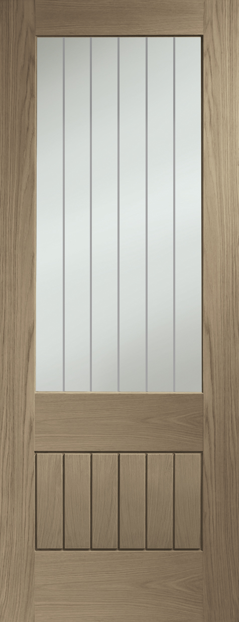 Suffolk Essential 2XG Internal Oak Door with Clear Etched Glass – Cappuccino, 2040 x 826 x 40 mm