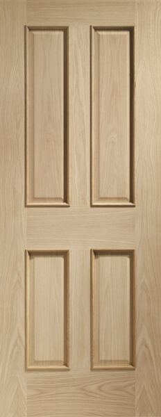 Internal Oak Victorian 4 Panel Fire Door with Raised Mouldings