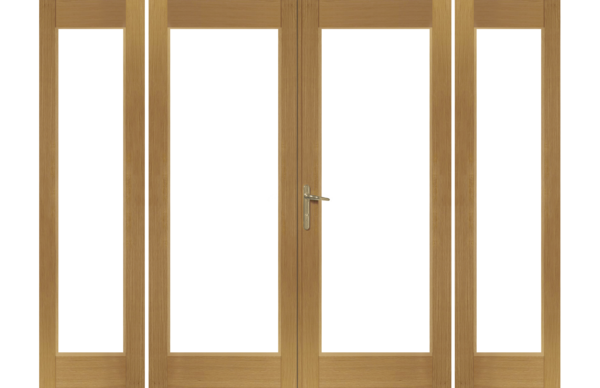 La Porte French Door in Pre-Finished External Oak Includes Sidelight Frame (Brass Hardware) - Image 5