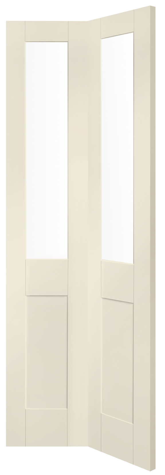 Internal White Primed Malton Shaker Bi-Fold with Clear Glass – Chantilly, 1981 x 762 x 35 mm