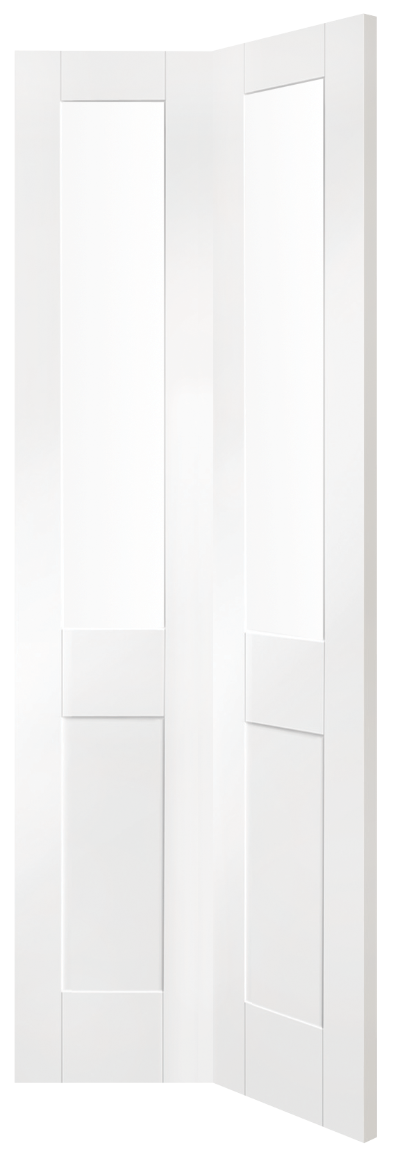 Internal White Primed Malton Shaker Bi-Fold with Clear Glass – Glacier, 1981 x 762 x 35 mm