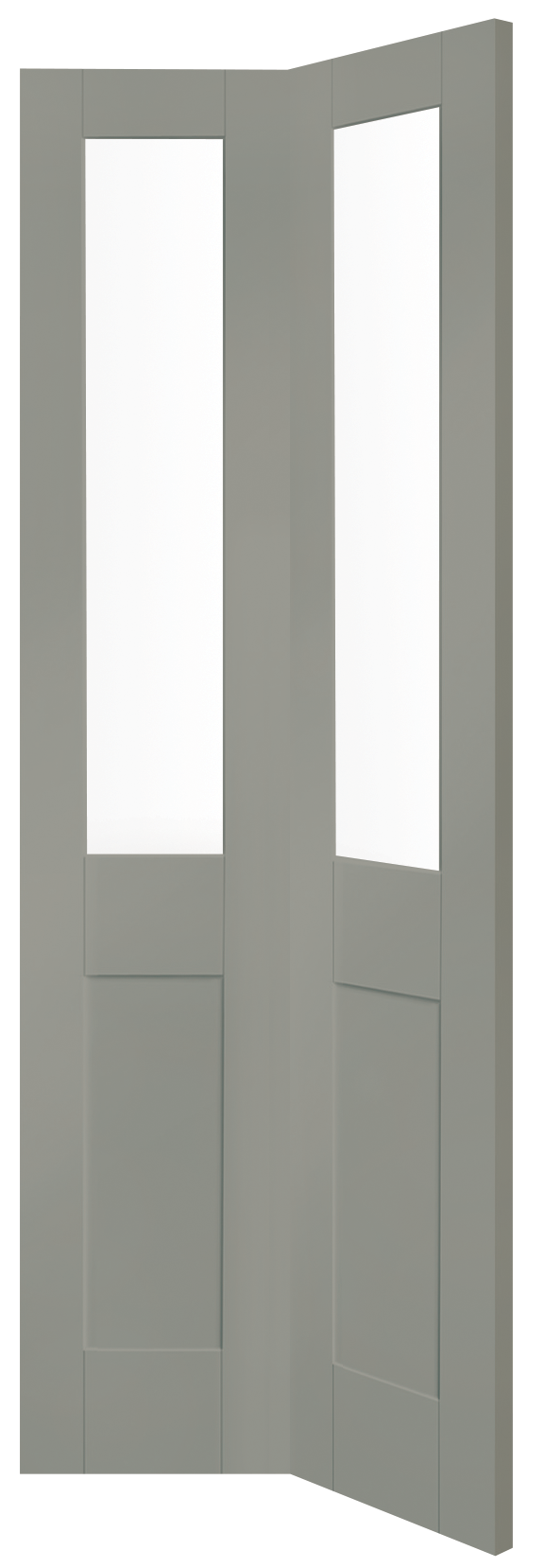 Internal White Primed Malton Shaker Bi-Fold with Clear Glass – Slate, 1981 x 762 x 35 mm