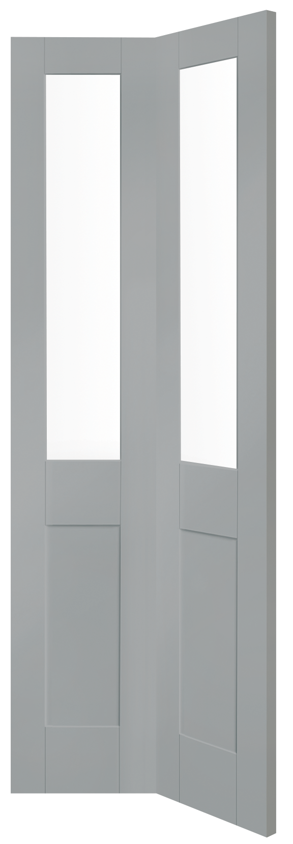 Internal White Primed Malton Shaker Bi-Fold with Clear Glass – Storm, 1981 x 762 x 35 mm