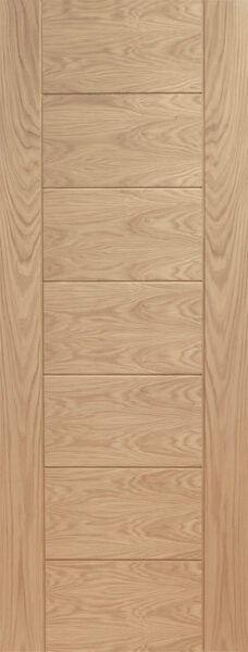 Wooden door with a horizontal panel design, displaying a light oak finish. The grain pattern is visible, providing a natural, textured appearance. No text is present.