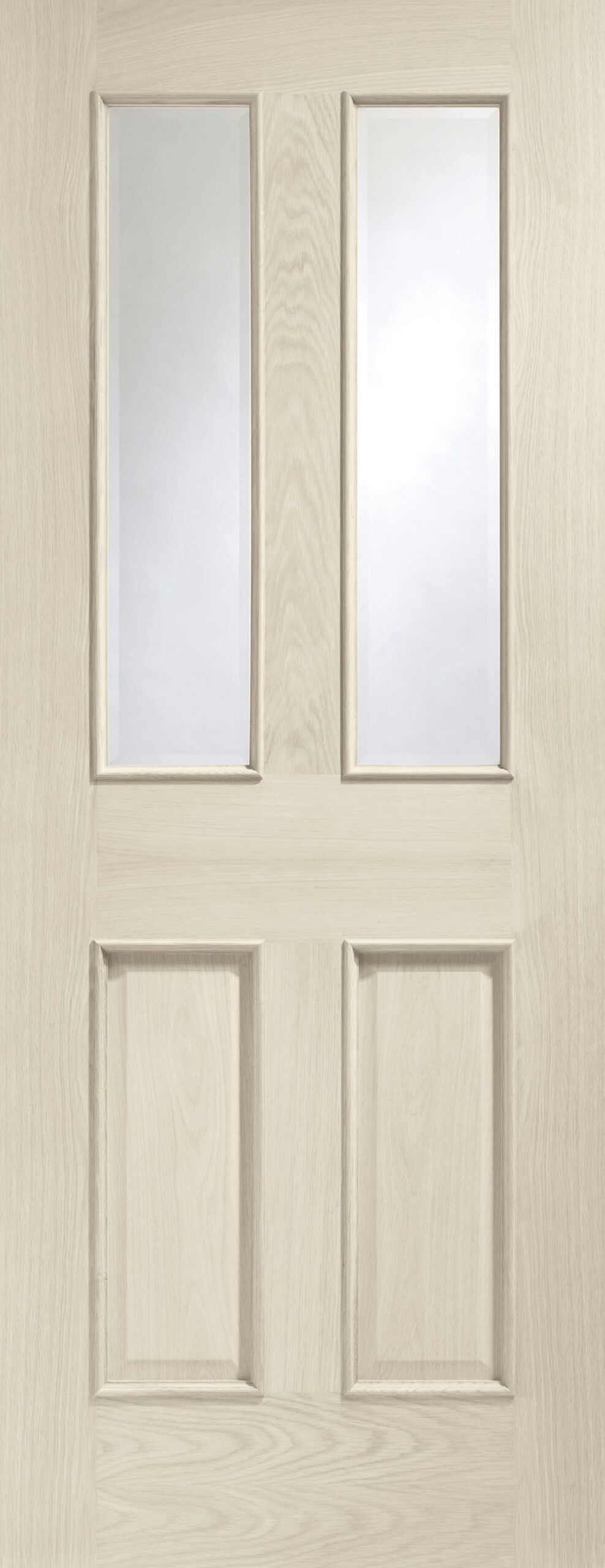 Malton With Raised Mouldings Internal Oak Door with Clear Bevelled Glass – Blanco, 1981 x 838 x 35 mm