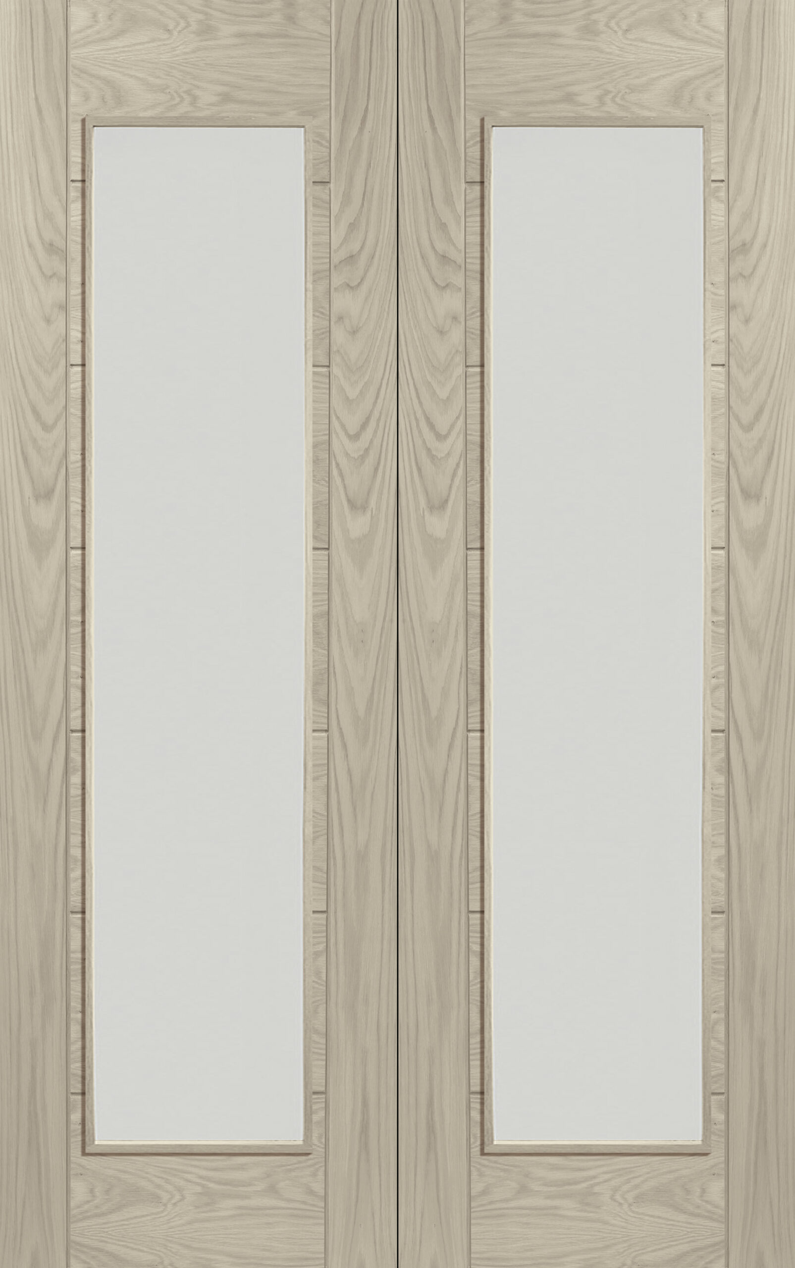 Palermo Internal Oak Rebated Door Pair with Clear Glass – Blanco, 1981 x 1524 x 40 mm