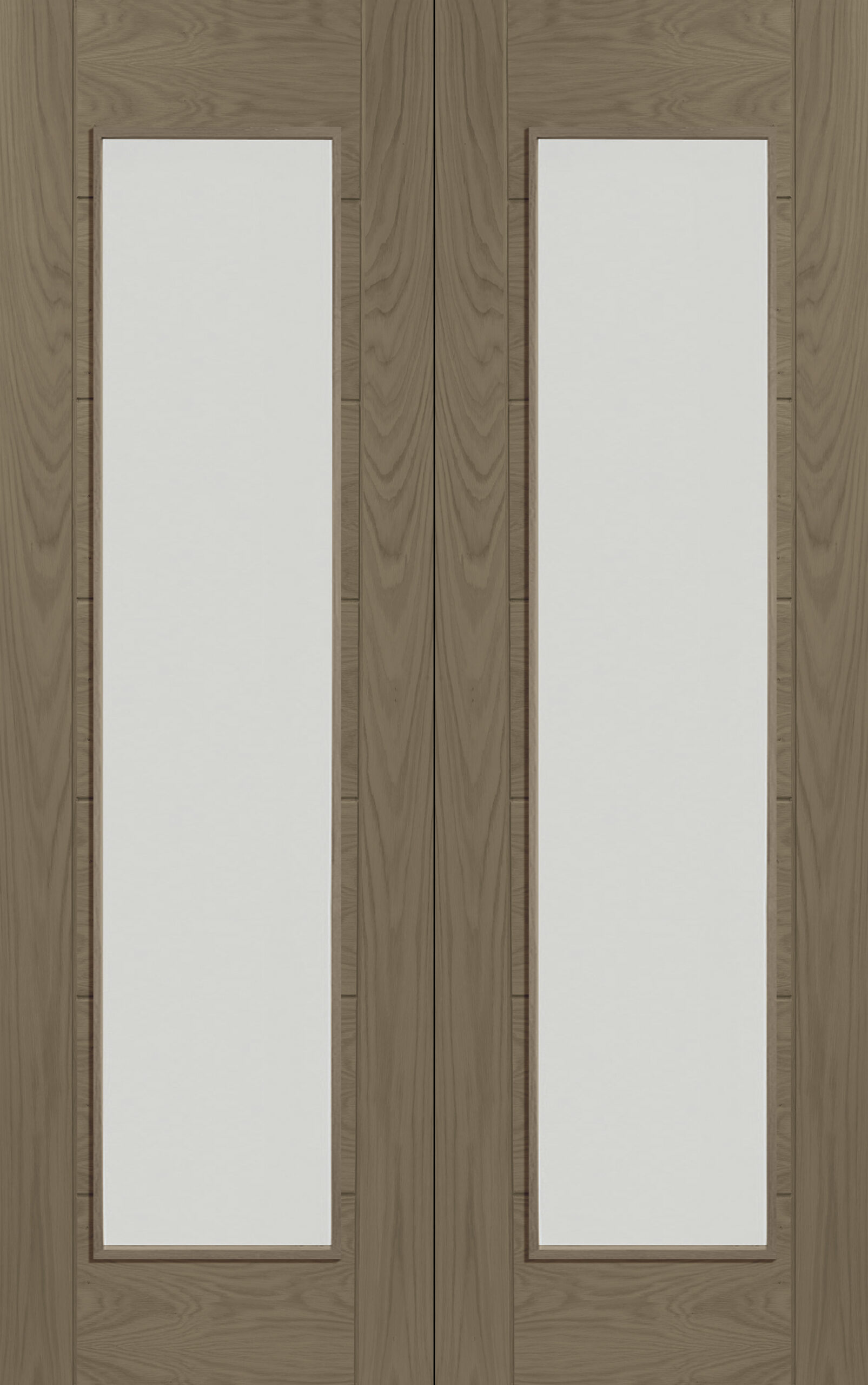 Palermo Internal Oak Rebated Door Pair with Clear Glass – Cappuccino, 1981 x 1372 x 40 mm