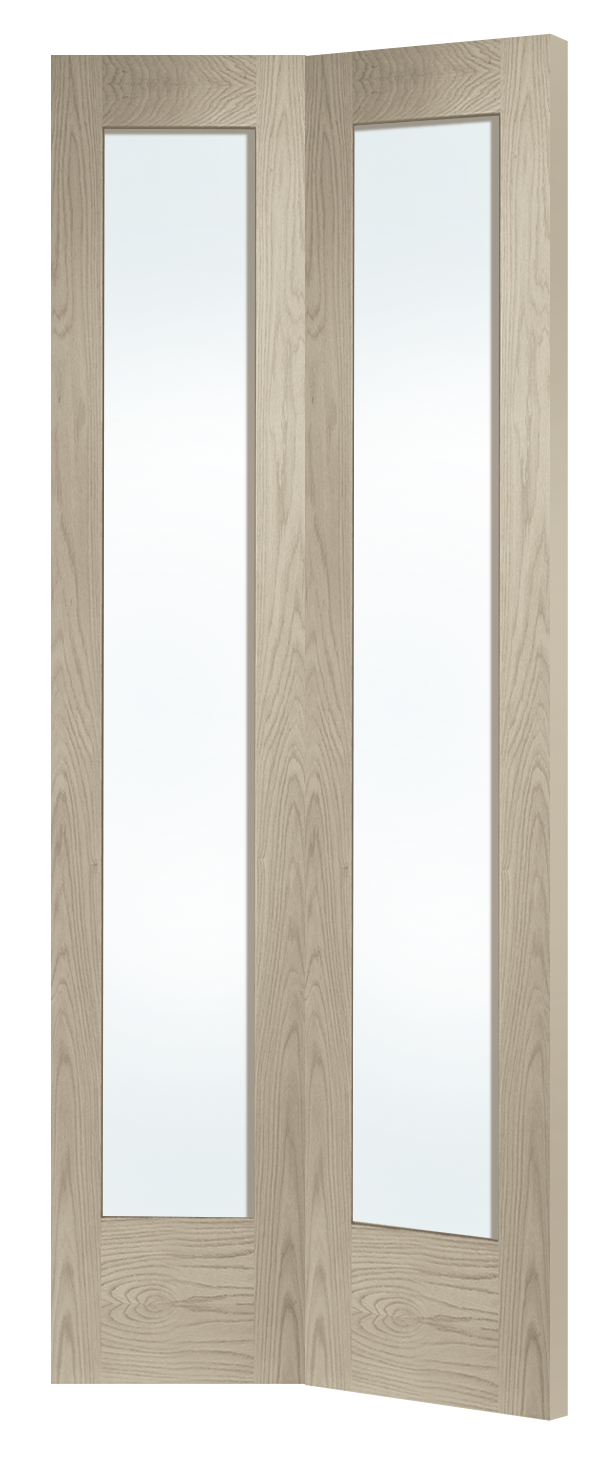 Internal Oak Pattern 10 Bi-Fold with Clear Glass – Crema, 1981 x 762 x 35 mm