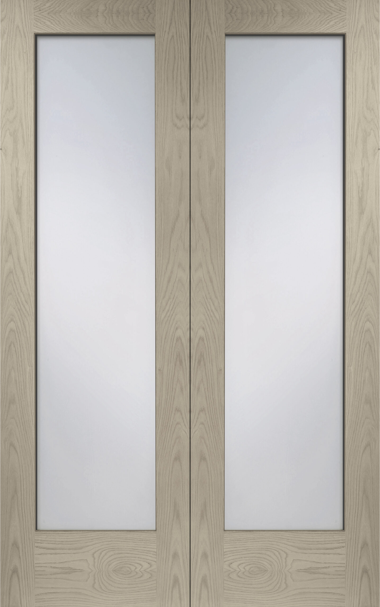 Internal Oak Pattern 10 Door Pair with Clear Glass – Crema, 1981 x 1524 x 40 mm