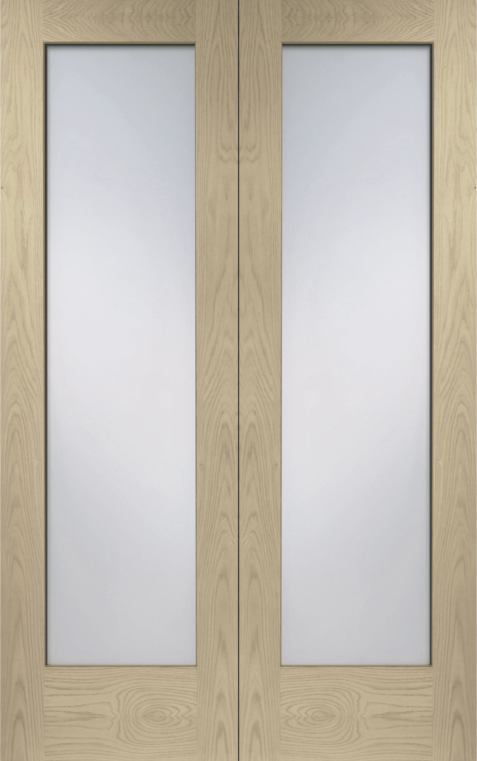 Internal Oak Pattern 10 Door Pair with Clear Glass – Latte, 1981 x 1524 x 40 mm