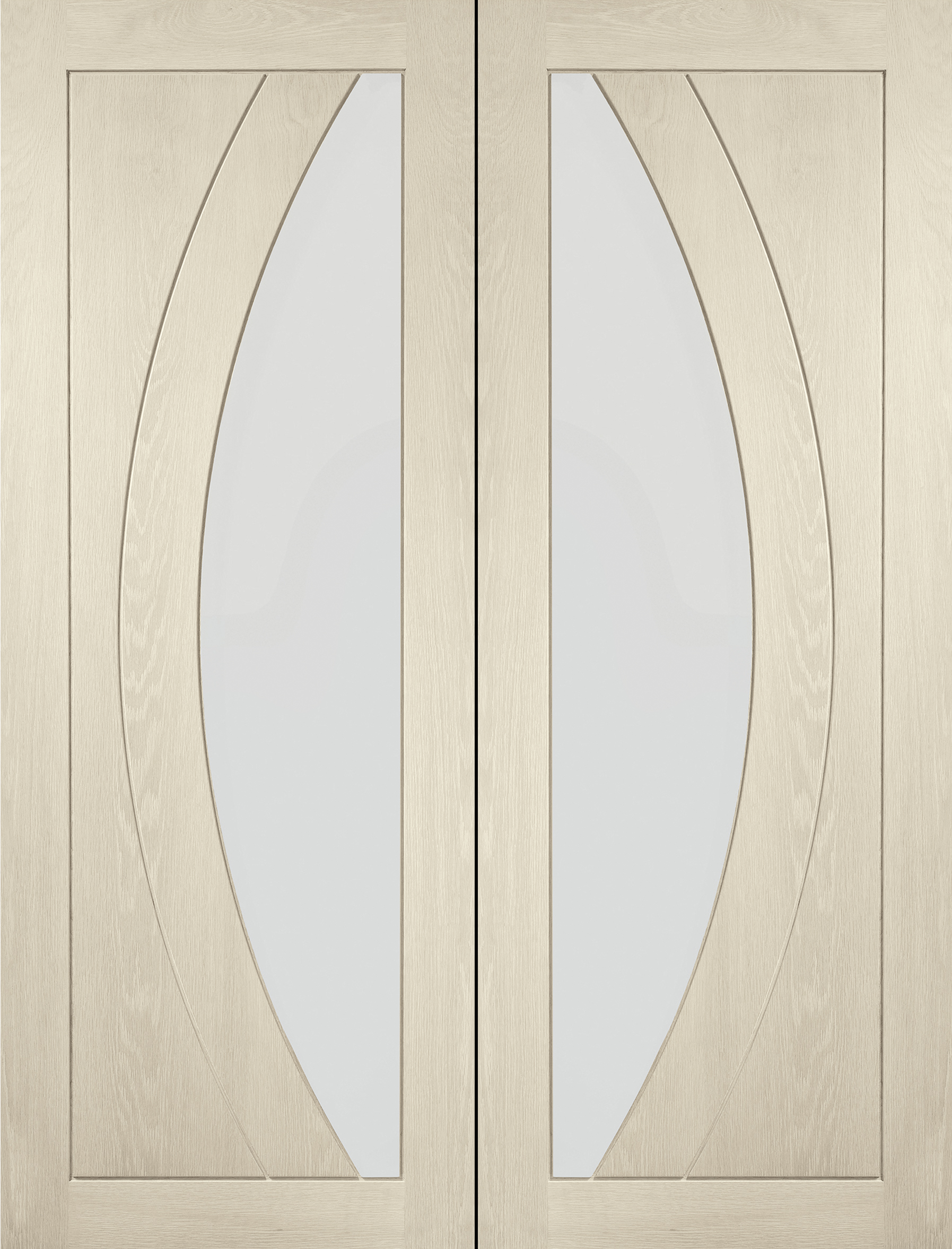 Internal Oak Salerno Pair with Clear Flat Glass – Blanco, 1981 x 1372 x 40 mm