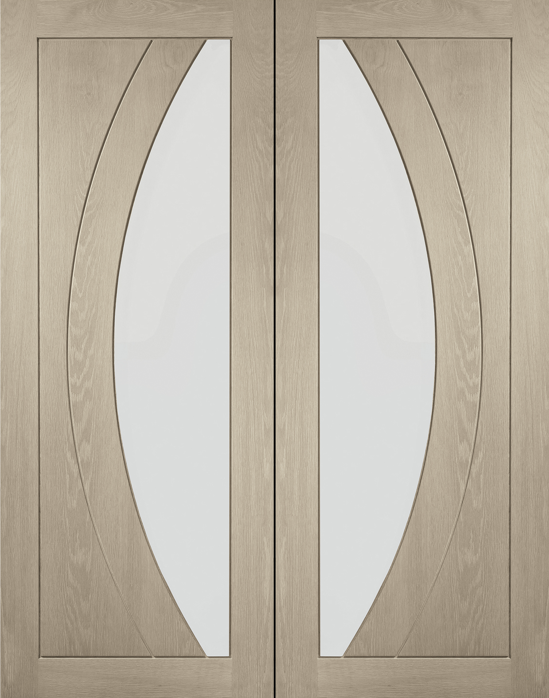 Internal Oak Salerno Pair with Clear Flat Glass – Crema, 1981 x 1168 x 40 mm