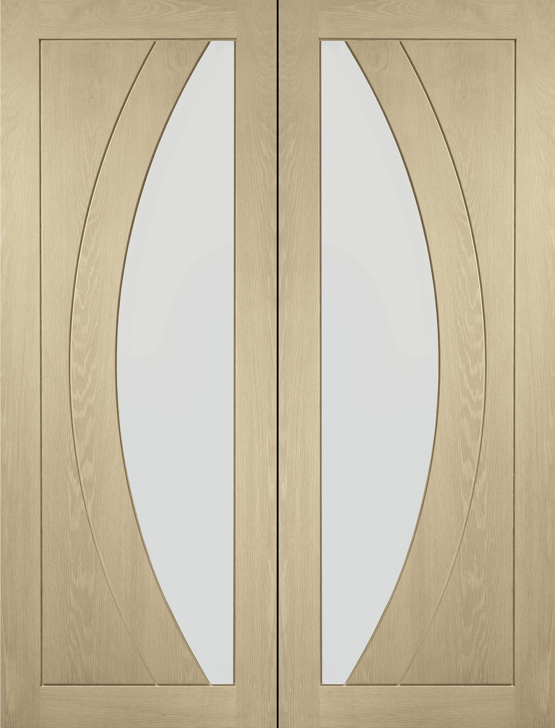 Internal Oak Salerno Pair with Clear Flat Glass – Latte, 1981 x 1220 x 40 mm