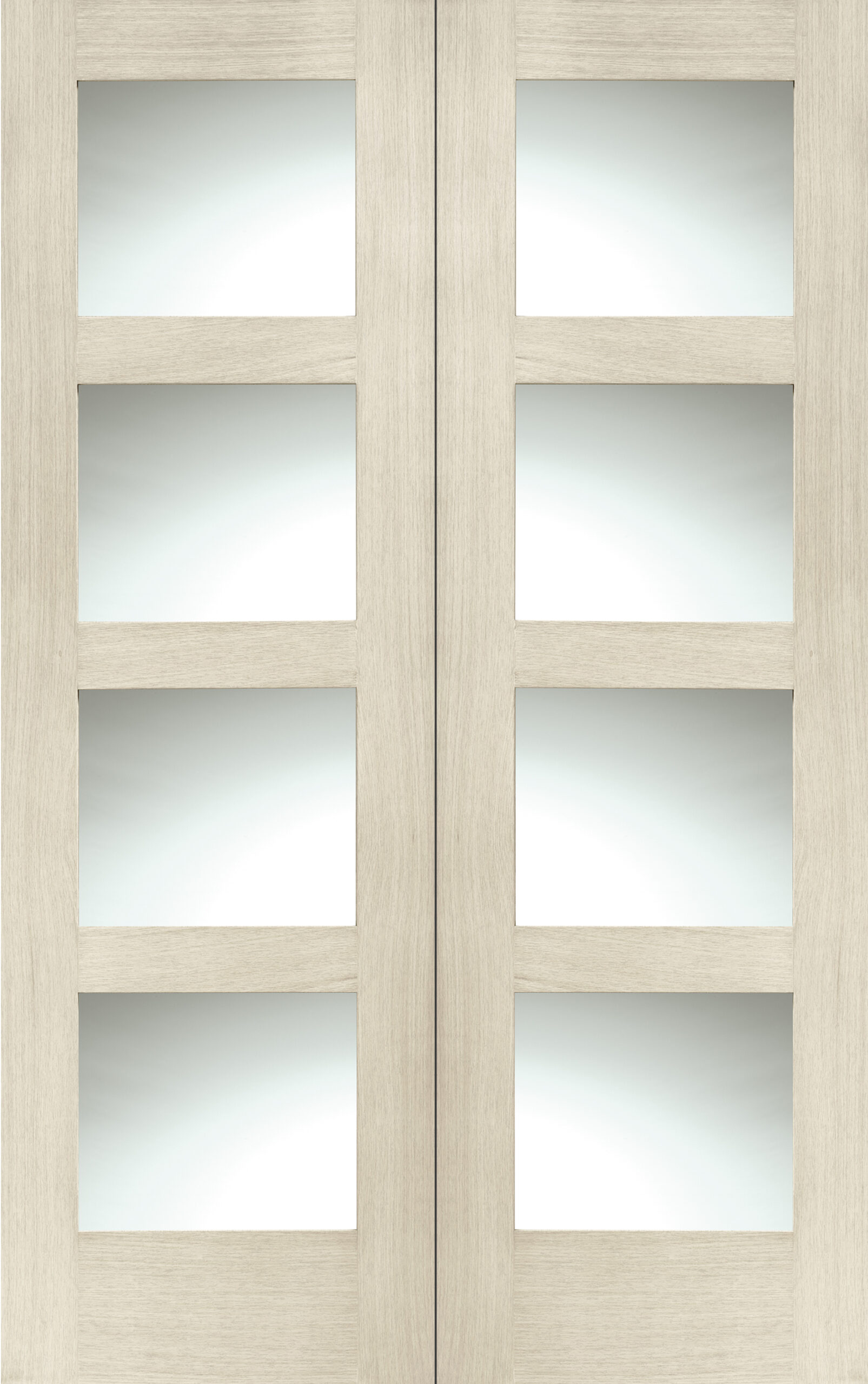 Internal Oak Shaker Door Pair with Clear Glass – Blanco, 1981 x 1524 x 40 mm