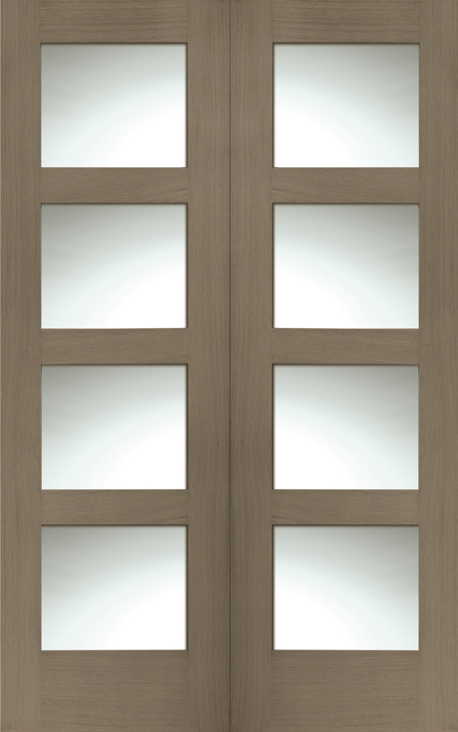 Internal Oak Shaker Door Pair with Clear Glass – Cappuccino, 1981 x 1220 x 40 mm