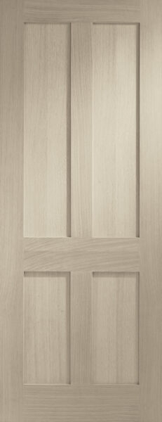 Victorian Shaker 4 Panel Internal Oak Fire Door Stained in Crema