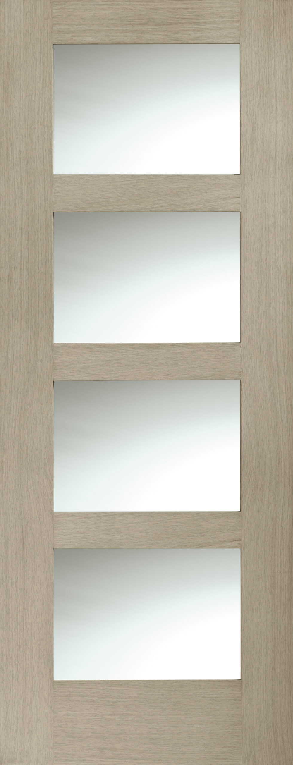 Internal Oak Shaker 4 Panel Door with Clear Glass – Crema, 1981 x 686 x 35 mm