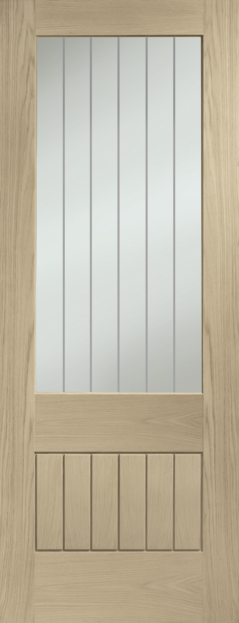 Suffolk Original 2XG Internal Oak Fire Door with Clear Etched Glass – Latte, 1981 x 838 x 44 mm